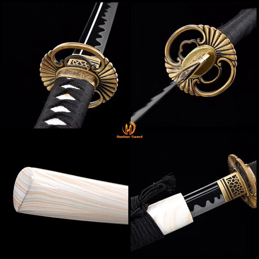 Handmade Aluminum Katana Japanese Iaito Sword Full Tang Unsharpened Blade White