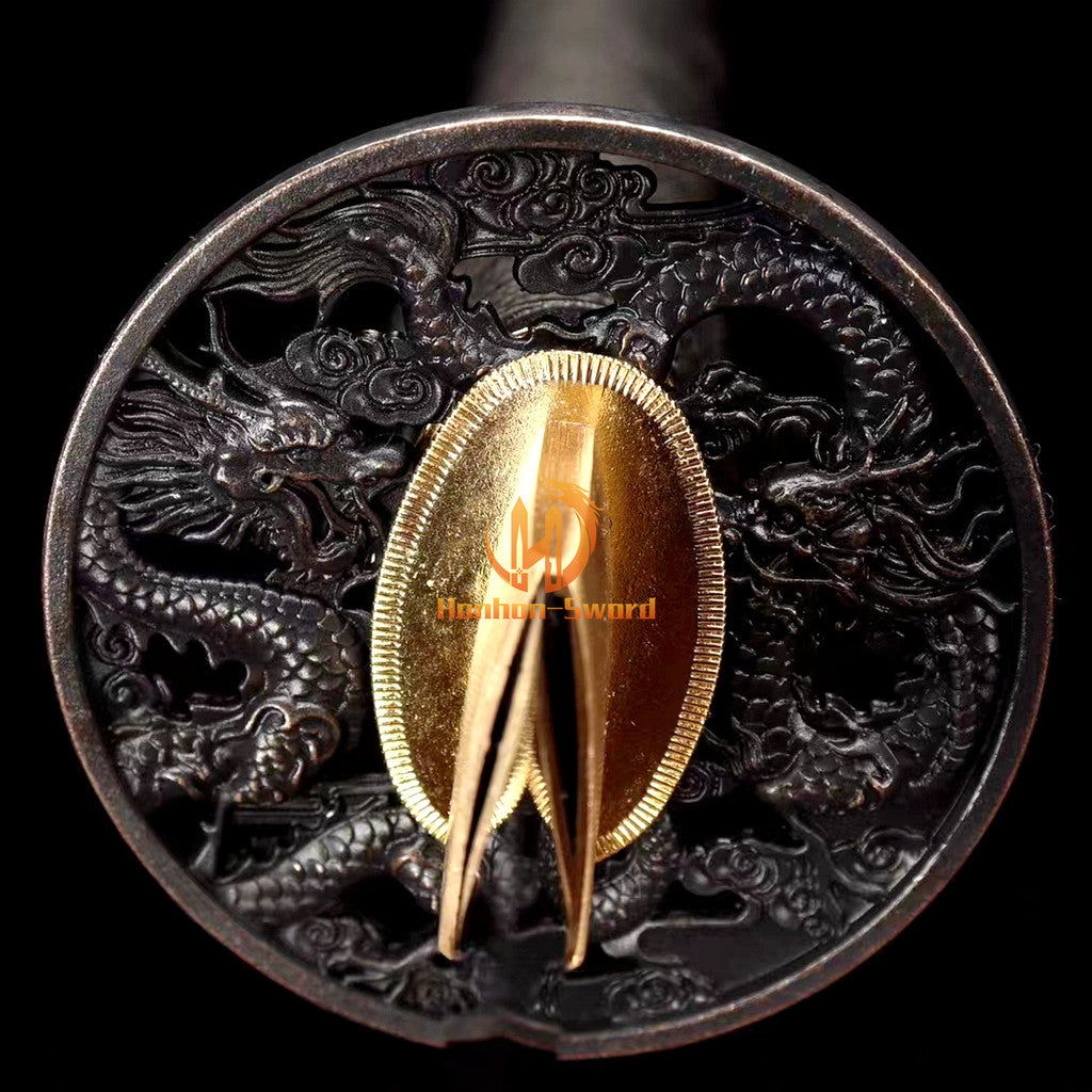 1060 Carbon Steel Katana Black Blade Japanese Samurai Sword Full Tang Real Sword Red