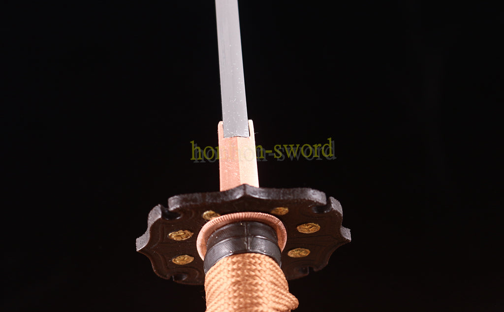 9260 Spring Steel Japanese Samurai Katana Sword Full Tang Kogamasu-maru Zukuri Golden