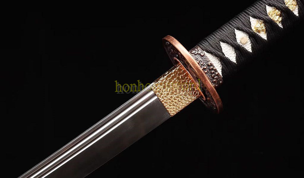 Ungeschärftes 9260 Federstahl Iaido Katana Japanisches Samurai-Schwert Full Tang für das Training Schwarz