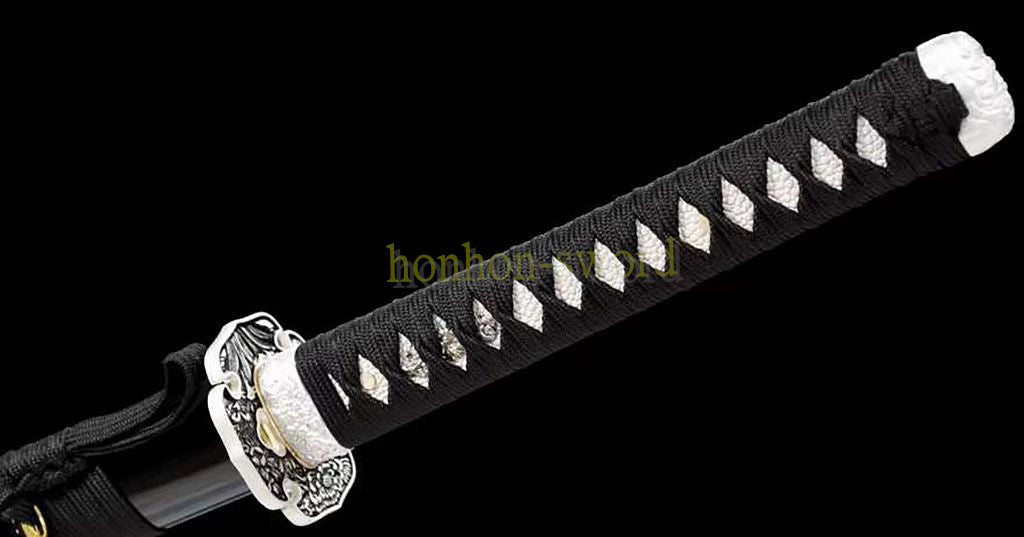 Handmade Aluminum Katana Japanese Iaito Sword with Bo-hi Full Tang Unsharpened Blade Black