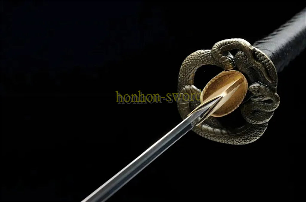 9260 Spring Steel Nagamaki Sword Japanese Real Samurai Sword Hand Forge for Battle Black