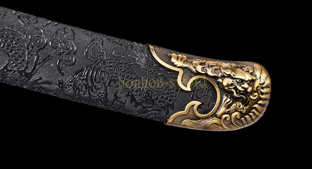 1095 High Carbon Steel Traditional Chinese Qing Dynasty Dao 雁翎刀 Alloy Fittings Black