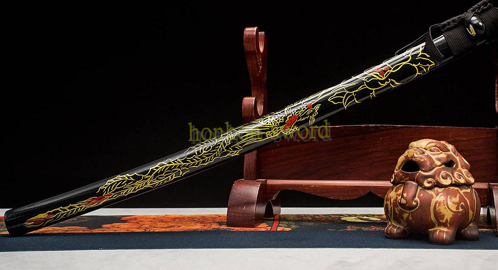 1095 High Carbon Steel Katana Japanese Samurai Sword Full Tang Sword Black