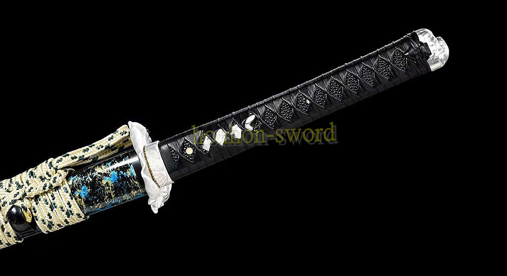 1095 High Carbon Steel Katana Japanese Samurai Sword Full Tang Sword Blue Blade