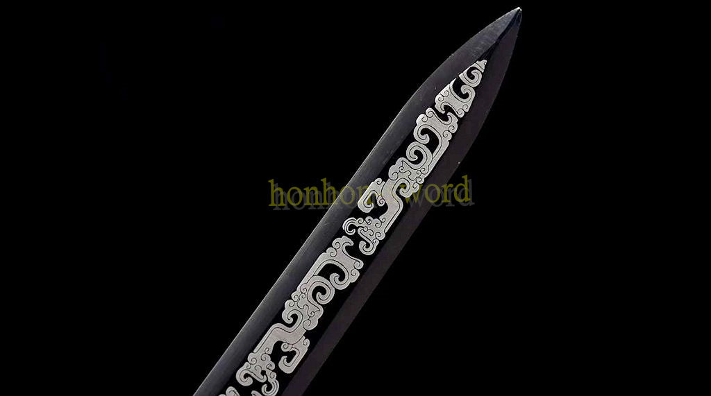 Épée chinoise Han Jian en acier à haute teneur en manganèse, lame bleue prête pour la bataille