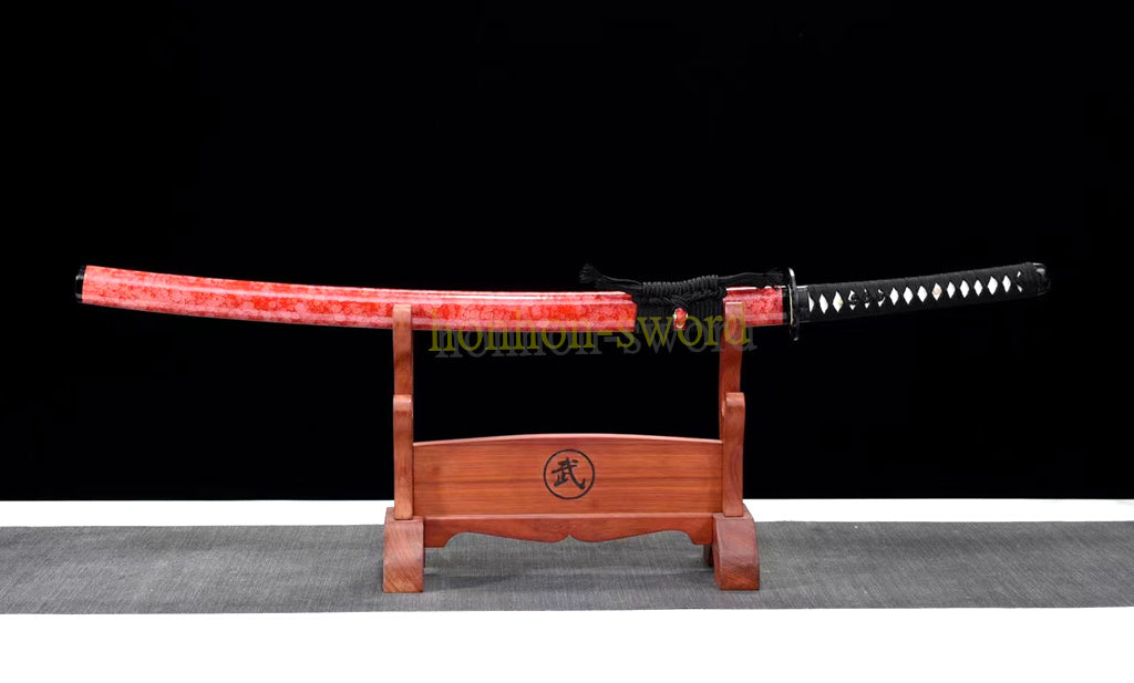 1095 High Carbon Steel Katana Red Blade Japanese Samurai Sword Full Tang Sword