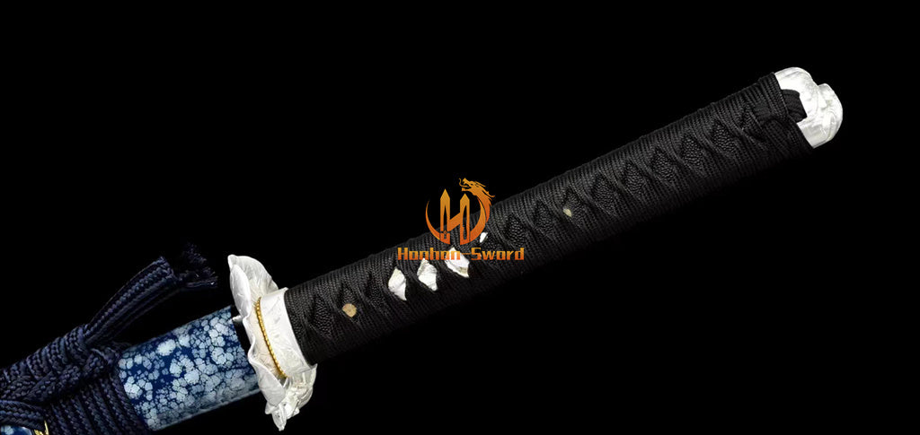 Katana à lame bleue en acier à haute teneur en carbone 1095, épée de samouraï japonais, épée complète noire
