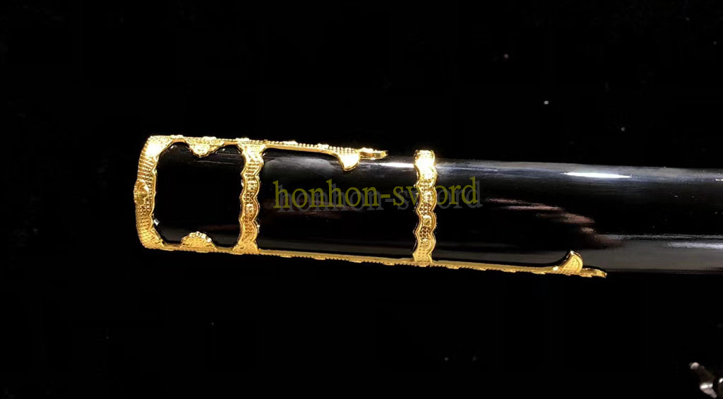 Katana à lame bleue en acier à haute teneur en carbone 1095, épée de samouraï japonais, épée complète noire