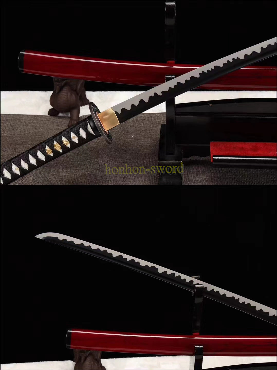Katana à lame bleue en acier à haute teneur en carbone 1095, épée de samouraï japonais, épée complète noire
