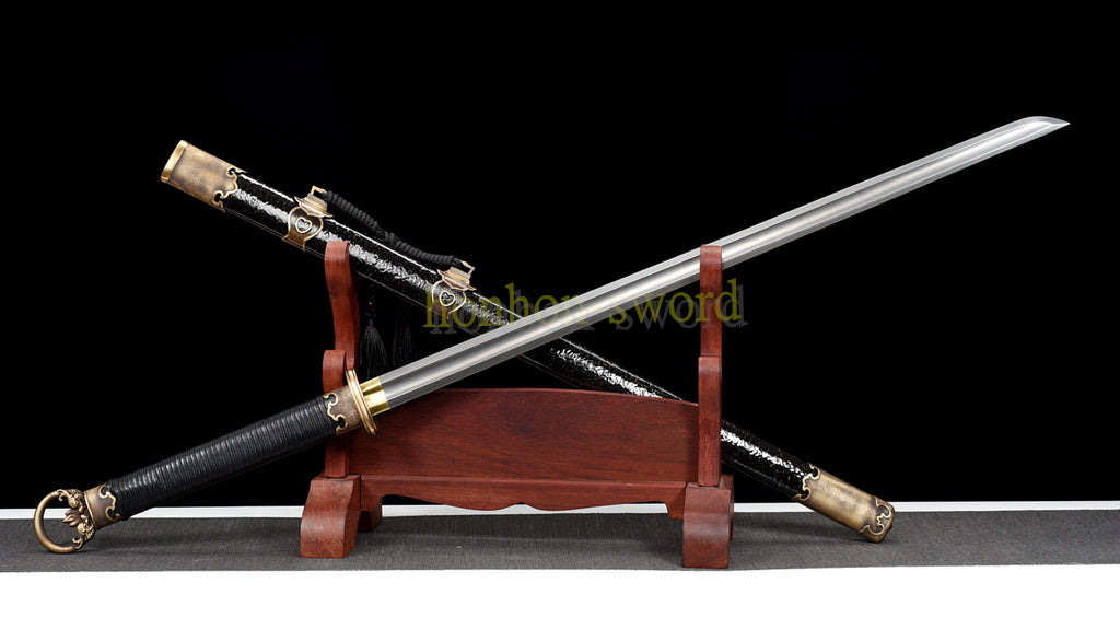 Twisted Damascus Folded Steel Tang Dynasty Dao 唐刀 Chinese Dao Sword Black