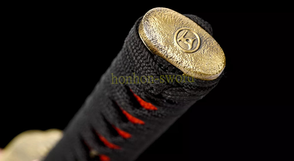 Épée de samouraï japonaise en acier plié noir, katana, lame tranchante faite à la main, noire