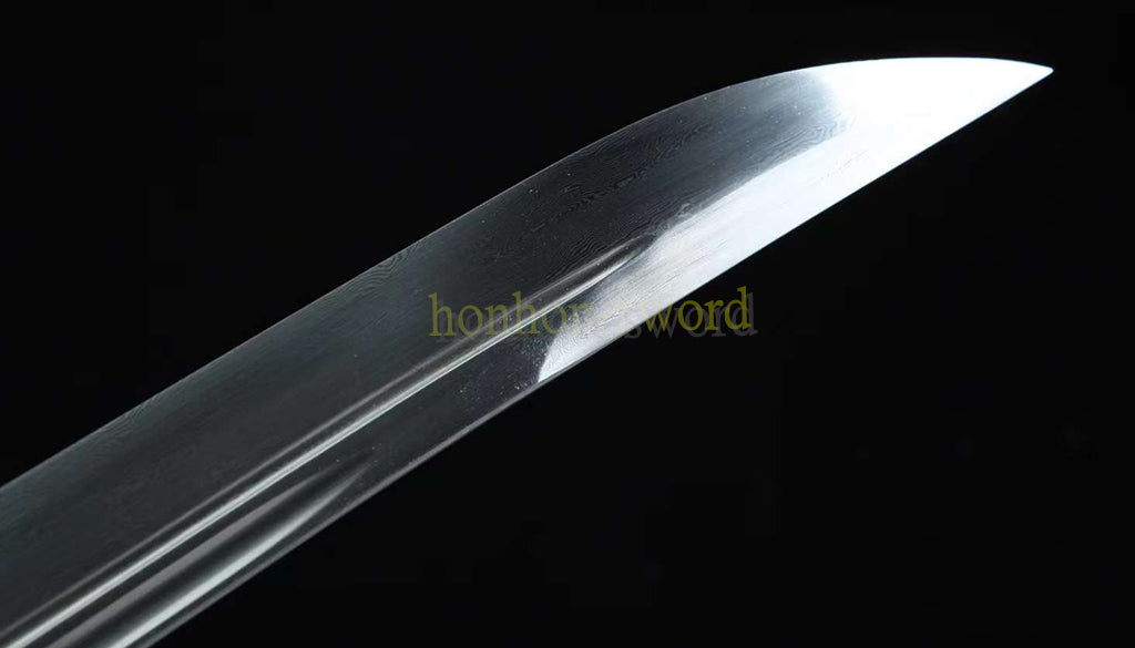 Épée de samouraï japonaise en acier plié noir, katana, lame tranchante faite à la main, noire