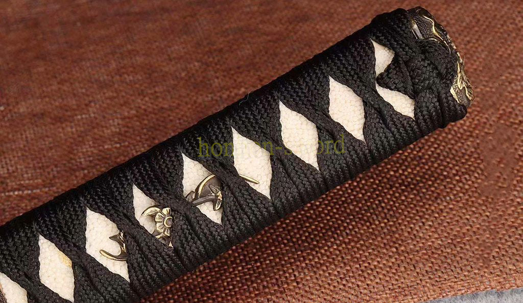 20" Damaskus gefalteter Stahl Tanto japanisches Samurai-Kurzschwert Shirasaya schwarzes Holz