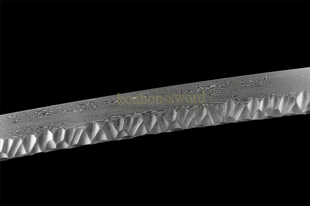 Japanisches Samurai-Schwert Katana aus schwarzem gefaltetem Stahl, Full Tang, handgefertigt, scharfe Klinge, schwarz