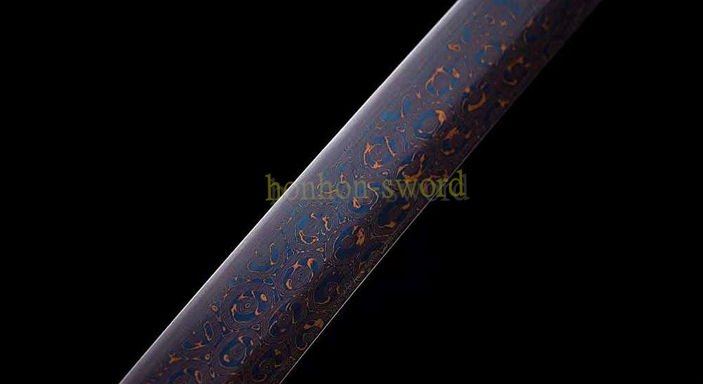 Épée de samouraï japonaise en acier plié noir, katana, lame tranchante faite à la main, noire