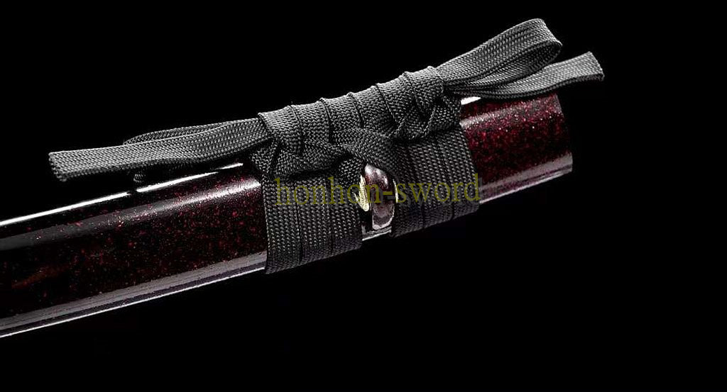 Épée de samouraï japonaise en acier plié noir, katana, lame tranchante faite à la main, noire