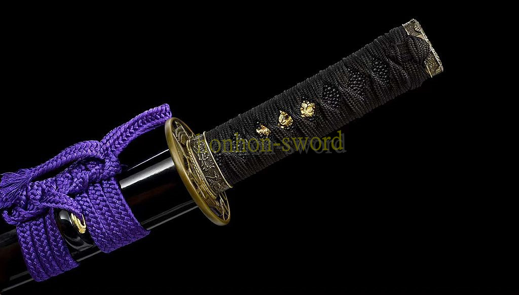 20" Damaskus gefalteter Stahl Tanto japanisches Samurai-Kurzschwert Shirasaya schwarzes Holz