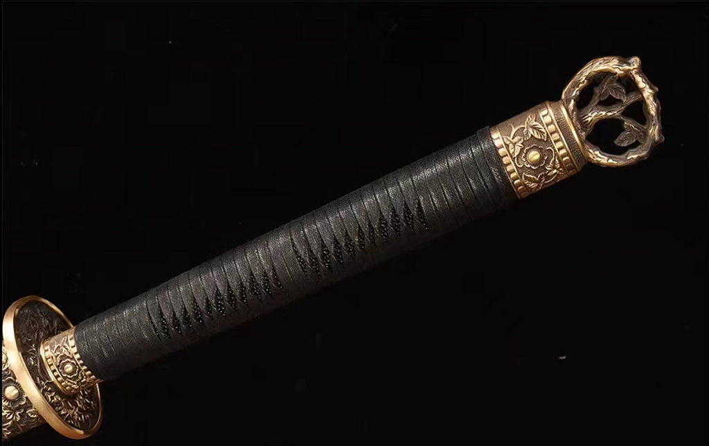 Damascus Folded Steel Han Dynasty Dao Chinese Han Dao Sword 环首刀 Ebony Sheath