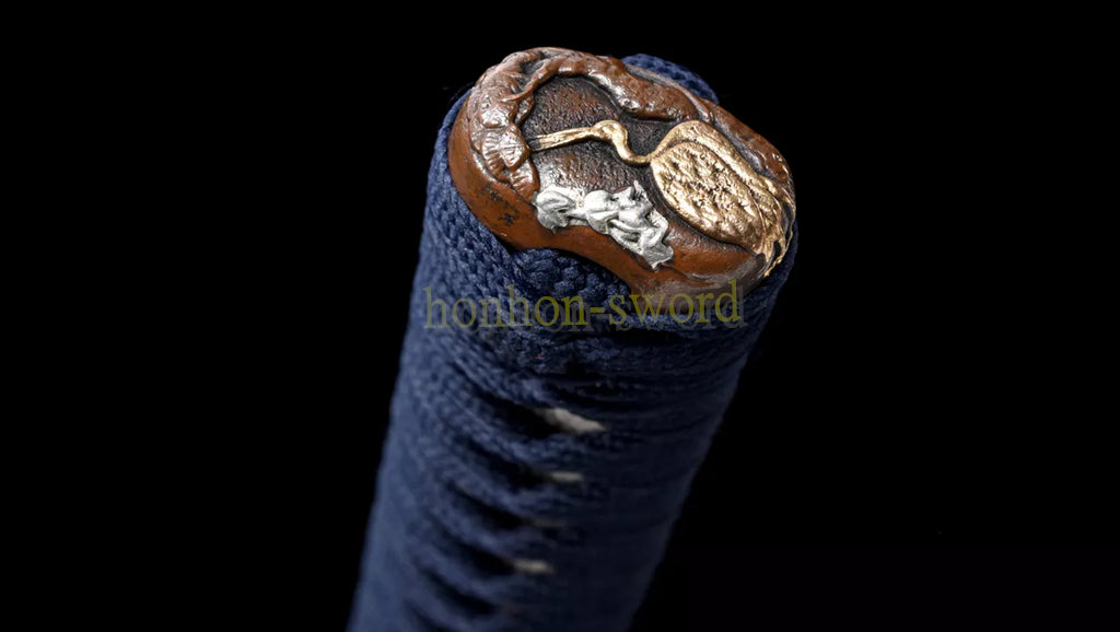Kobuse Clay Tempered Katana Hand Polishing Japanese Samurai Sword Hand Painting Ox Horn Saya Black