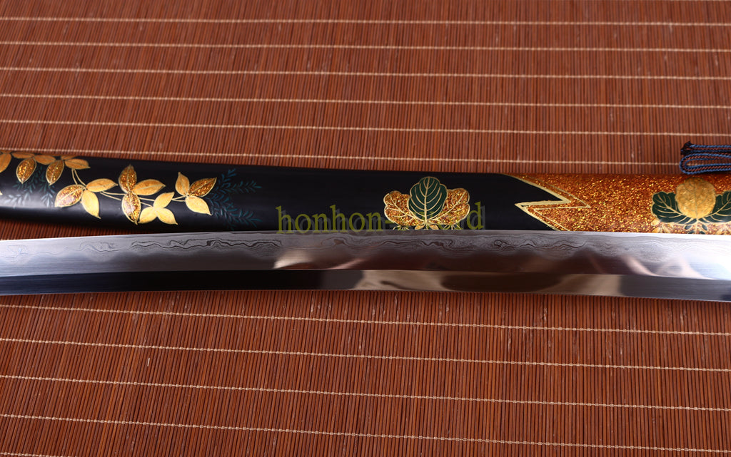 Shihozume Clay Tempered Katana Hand Polishing Japanese Samurai Sword Lacquer Painting Saya Gold