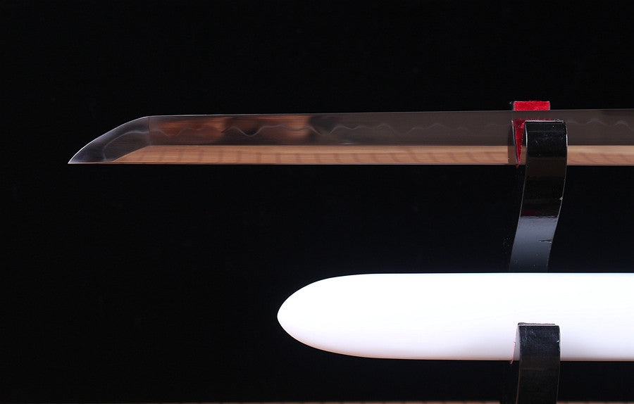 Handmade T10 Steel Clay Tempered Ninjato Japanese Ninja Sword Chokuto Full Tang Battle Ready Real Hamon White