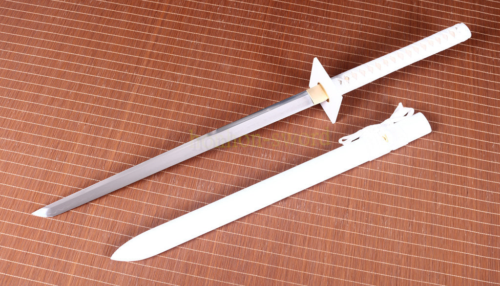 T10 Steel Clay Tempered White Ninjato Japanese Ninja Sword Chokuto Full Tang Battle Ready Real Hamon
