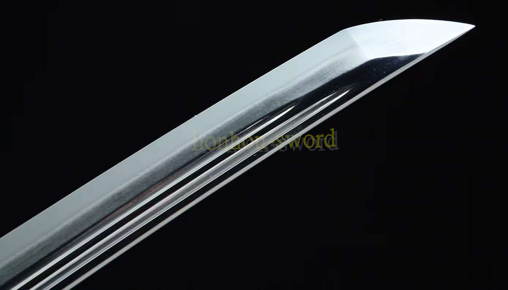 1095 Kohlenstoffstahl Katana Blaue Klinge Japanisches Samurai-Schwert Full Tang Schwarz