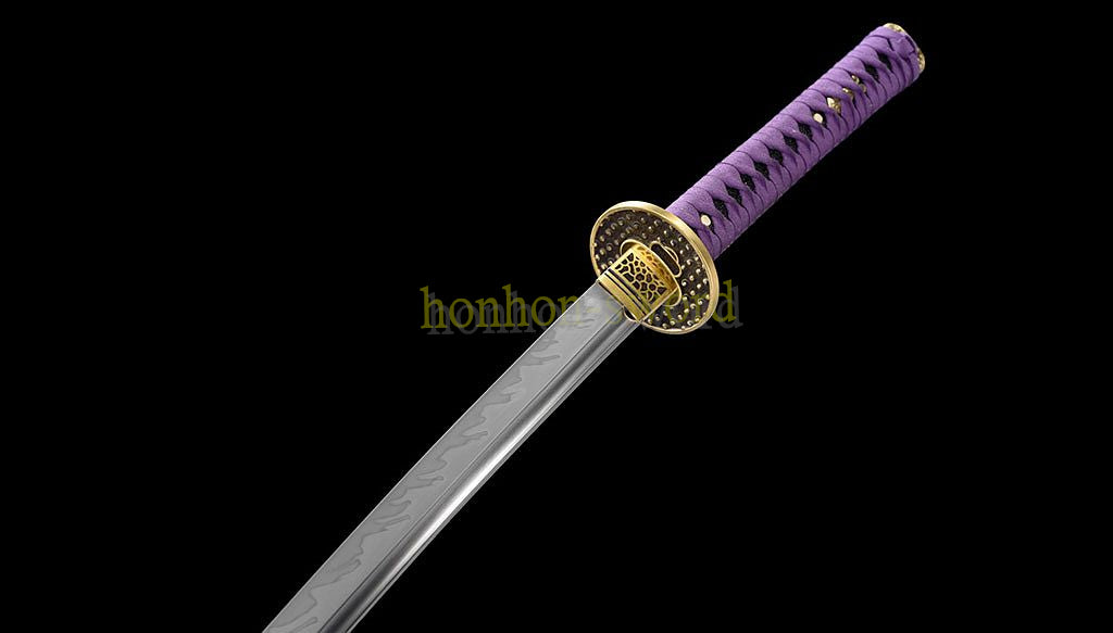 Katana à lame bleue en acier à haute teneur en carbone 1095, épée de samouraï japonais, épée complète noire
