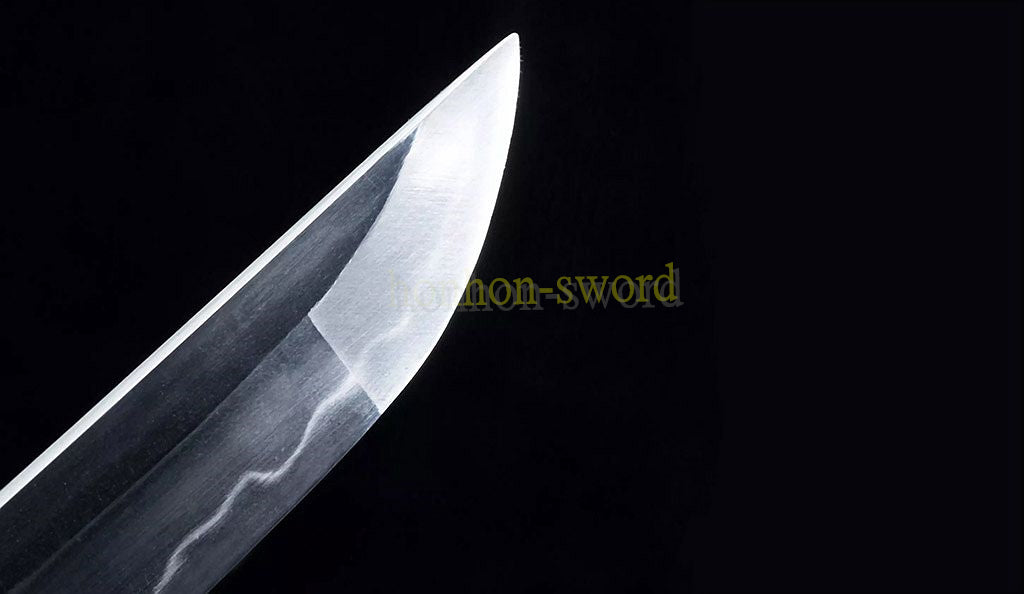 1095 Kohlenstoffstahl Katana Blaue Klinge Japanisches Samurai-Schwert Full Tang Schwarz