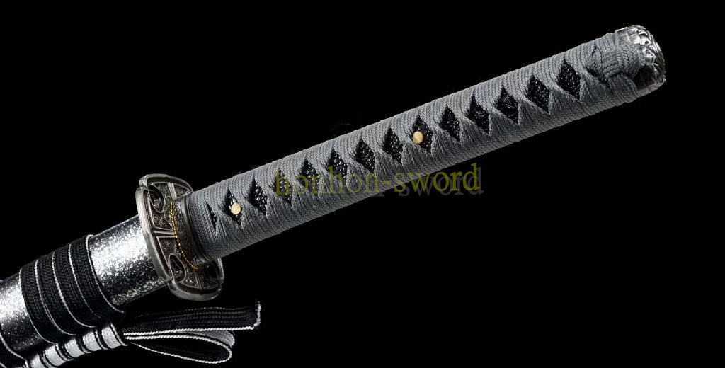 T10 Steel Clay Tempered Real Hamon Katana Japanese Samurai Sword Battle Ready Black