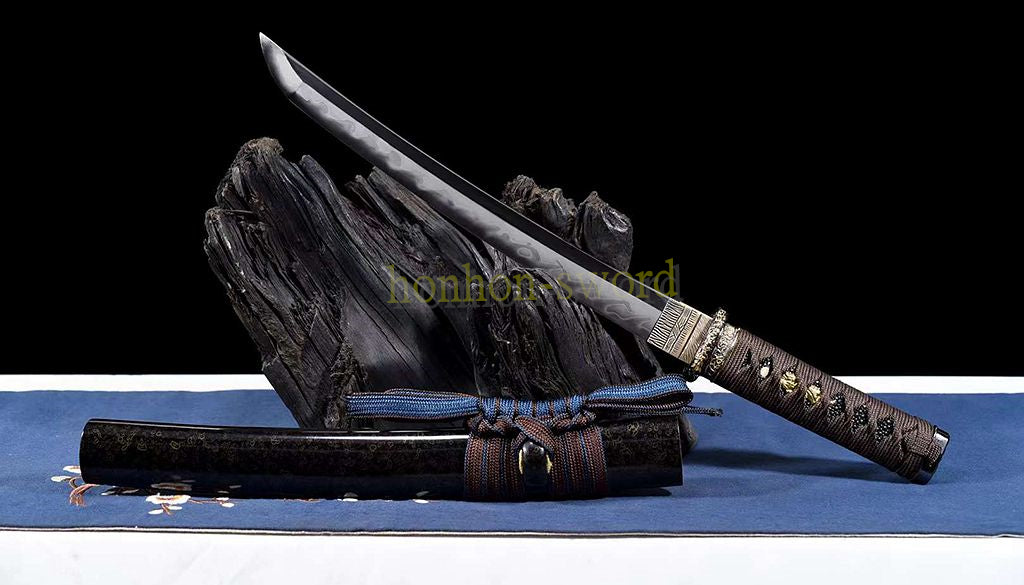 Katana à lame bleue en acier à haute teneur en carbone 1095, épée de samouraï japonais, épée complète noire