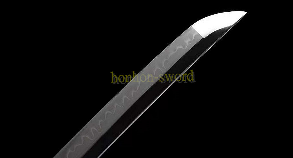 1095 Kohlenstoffstahl Katana Blaue Klinge Japanisches Samurai-Schwert Full Tang Schwarz