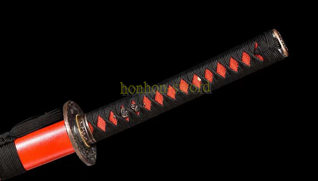 Katana à lame bleue en acier à haute teneur en carbone 1095, épée de samouraï japonais, épée complète noire