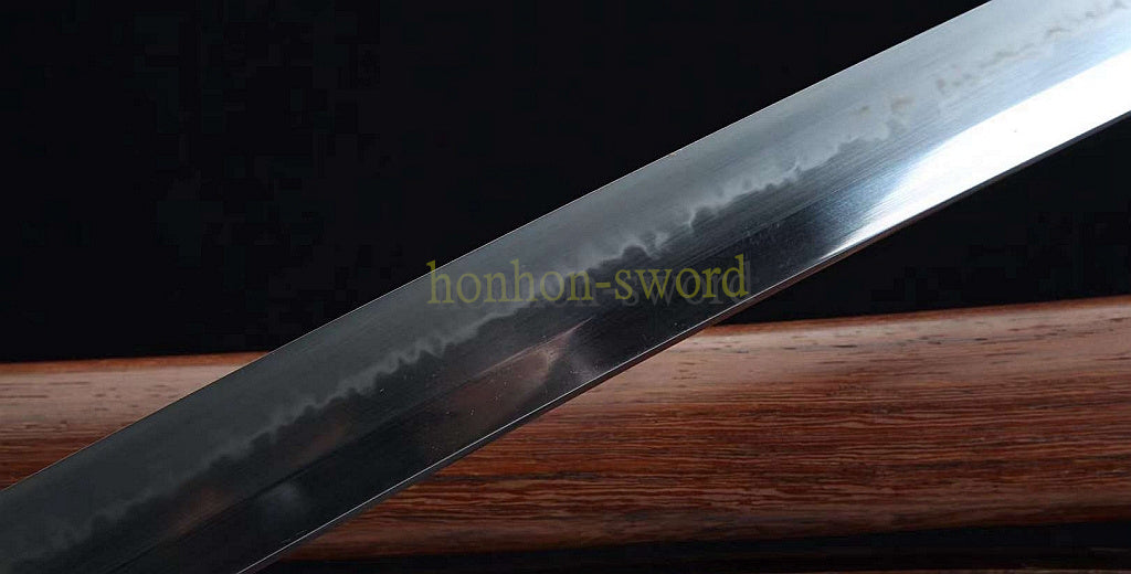 1095 Kohlenstoffstahl Katana Blaue Klinge Japanisches Samurai-Schwert Full Tang Schwarz