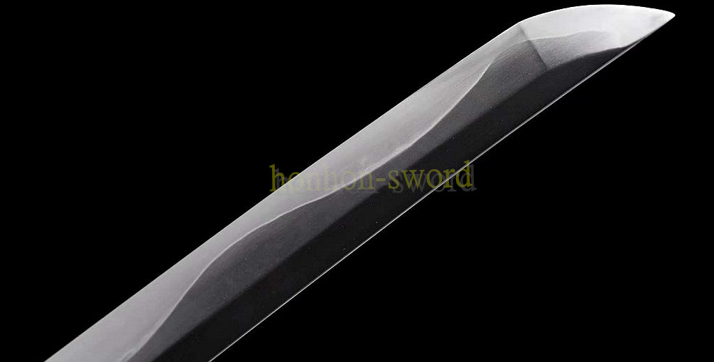 T10 Clay Tempered Katana Hand Polishing Notare Hamon Japanese Samurai Engraving Sword Black
