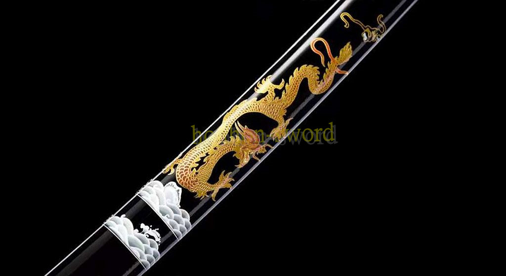 Épée de samouraï japonaise en acier plié noir, katana, lame tranchante faite à la main, noire