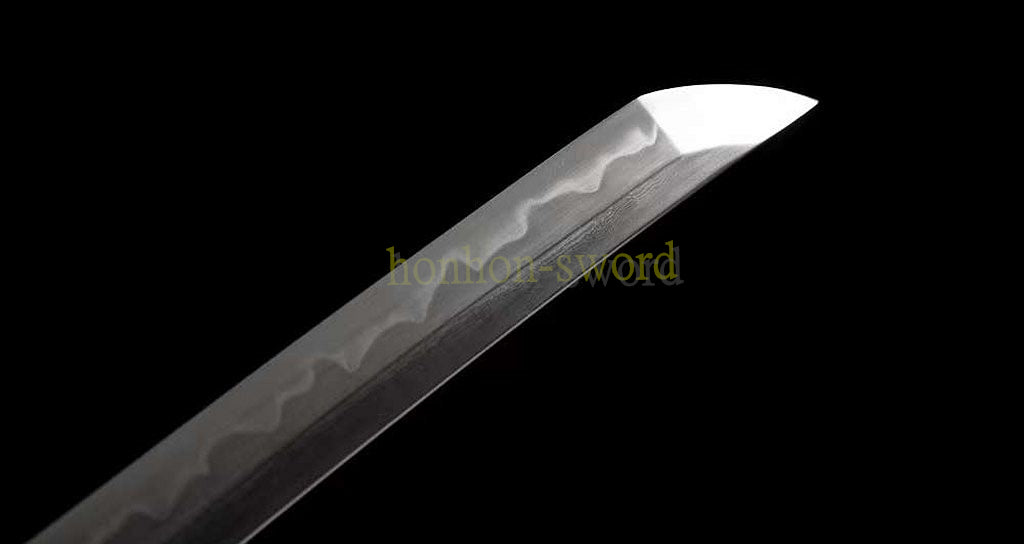 Épée de samouraï japonaise en acier plié noir, katana, lame tranchante faite à la main, noire