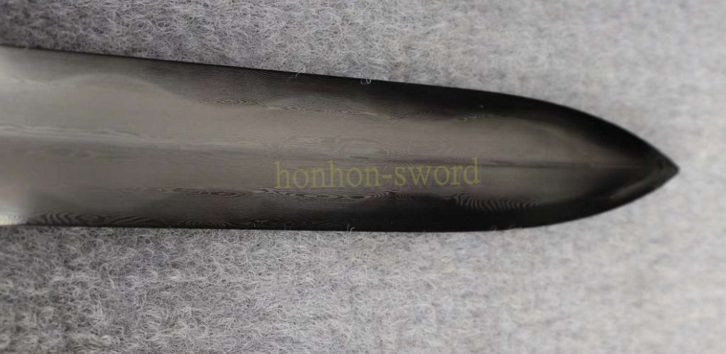 Damascus Folded Steel Clay Tempered Jian 剑 Abrasive Chinese Jian Sword Ebony Sheath