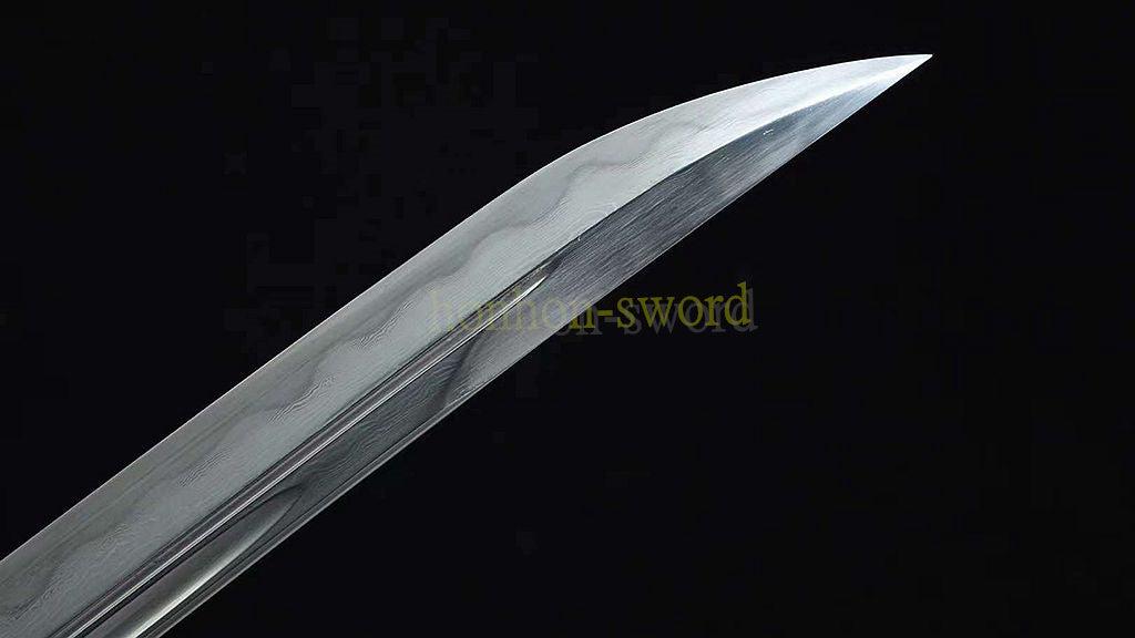 Épée de samouraï japonaise en acier plié noir, katana, lame tranchante faite à la main, noire