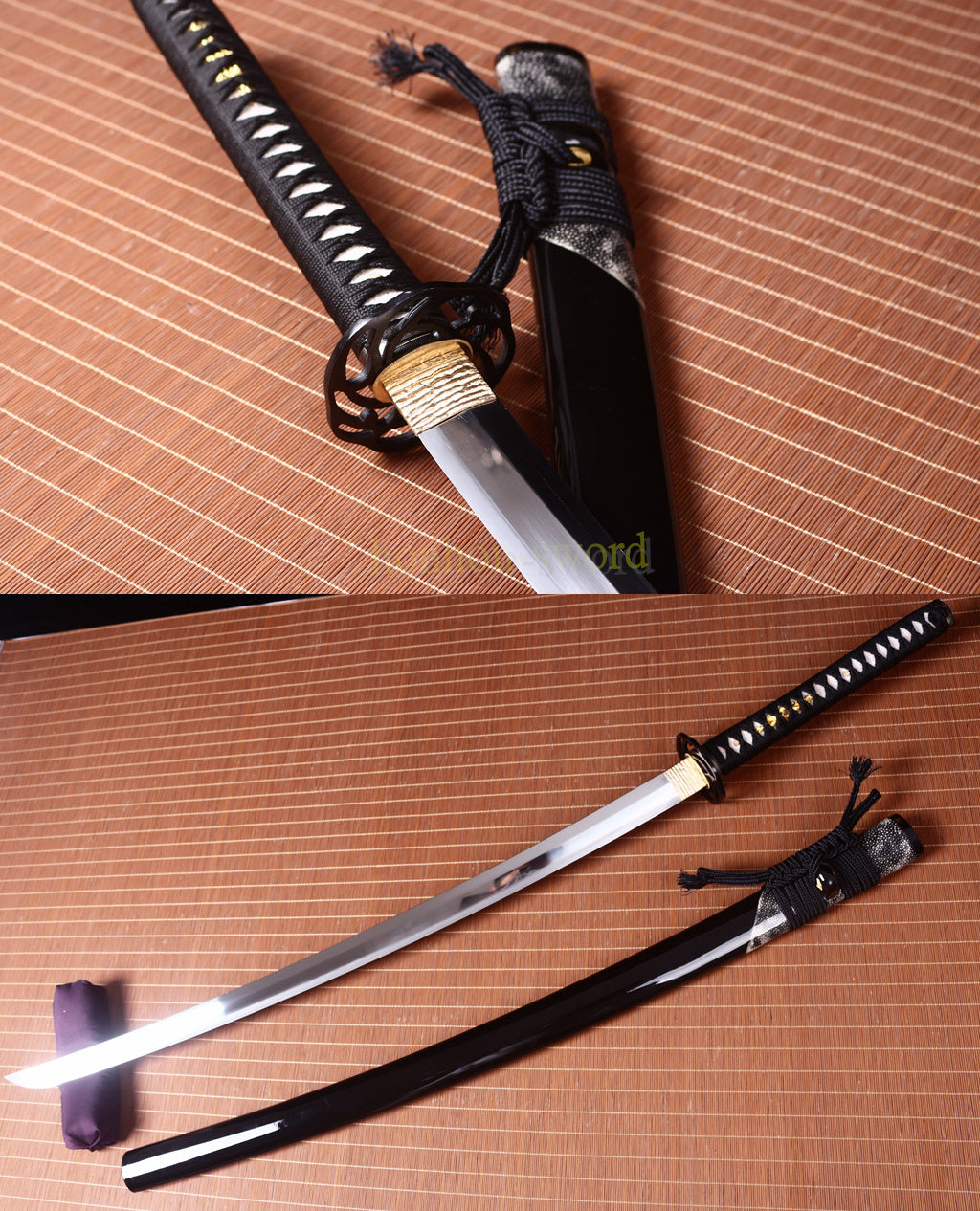 L6 Steel Clay Tempered Katana Hadori Polishing Suguha Hamon Japanese Samurai Sword Black