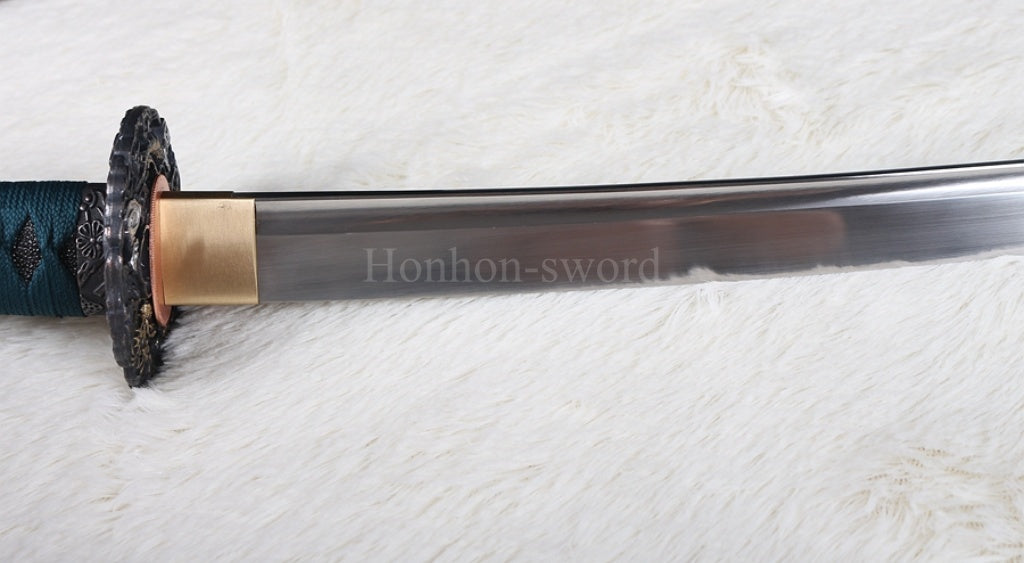 Katana à lame bleue en acier à haute teneur en carbone 1095, épée de samouraï japonais, épée complète noire