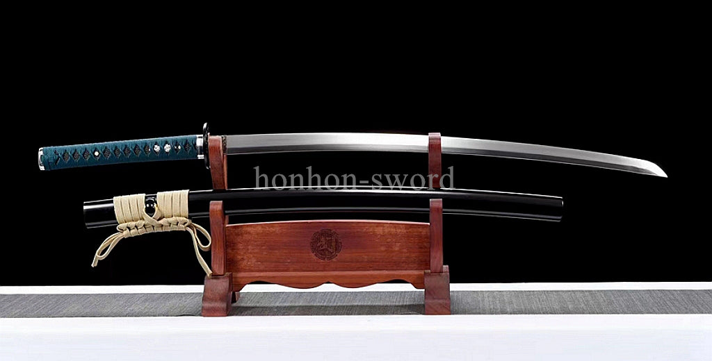 9260 Spring Steel Real Japanese Katana SHINOGI ZUKURI Samurai Sword Sharp Black.