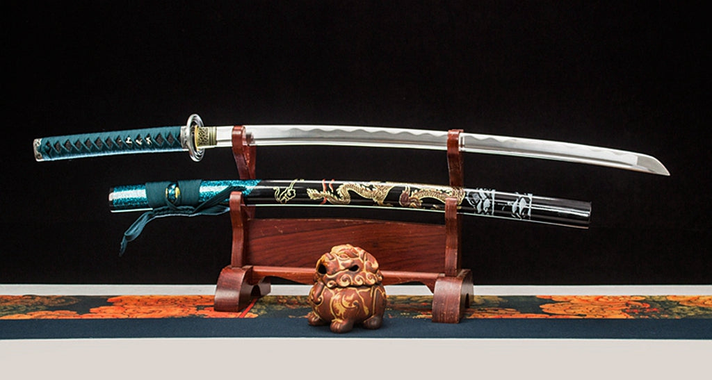 Katana en acier à haute teneur en manganèse, épée de samouraï japonais, prête pour la bataille, Saya blanche dorée