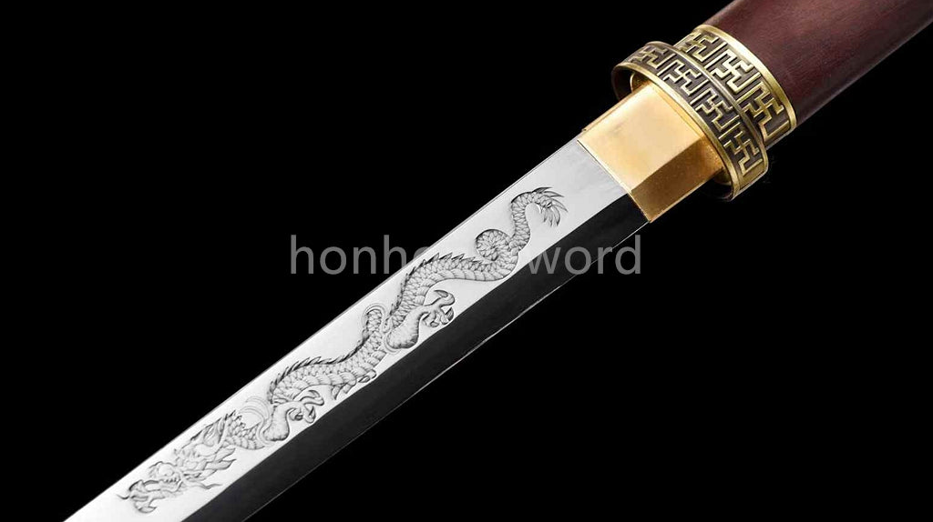 9260 Spring Steel Chinese Tang Dao 唐刀 Short Dao Sword Full Tang KAMASU-Kissaki