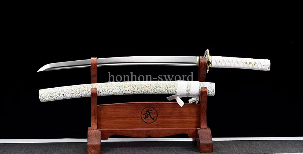 Handmade Japanese Wakizashi 9260 Spring Steel Samurai Sword Sharp Full Tang White