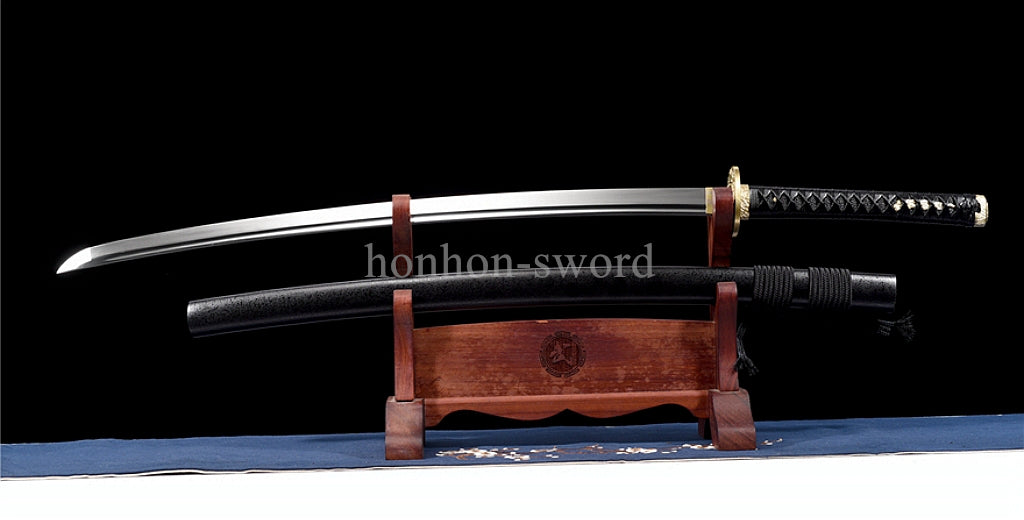 9260 Spring Steel Japanese Katana Brass Tsuba Samurai Sword Sharp Full Tang Black