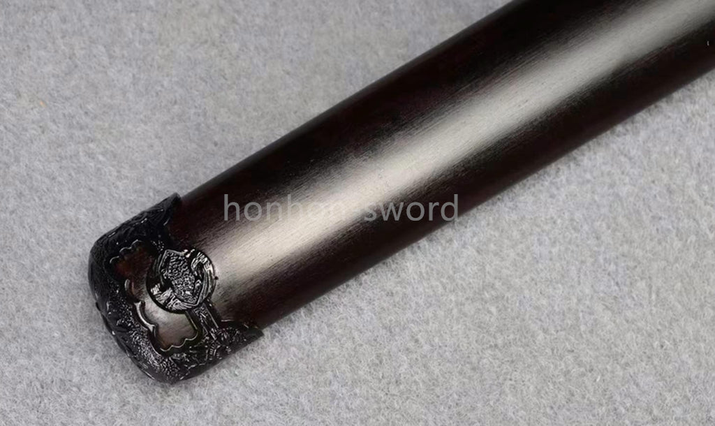 Épée de samouraï japonaise en acier plié noir, katana, lame tranchante faite à la main, noire