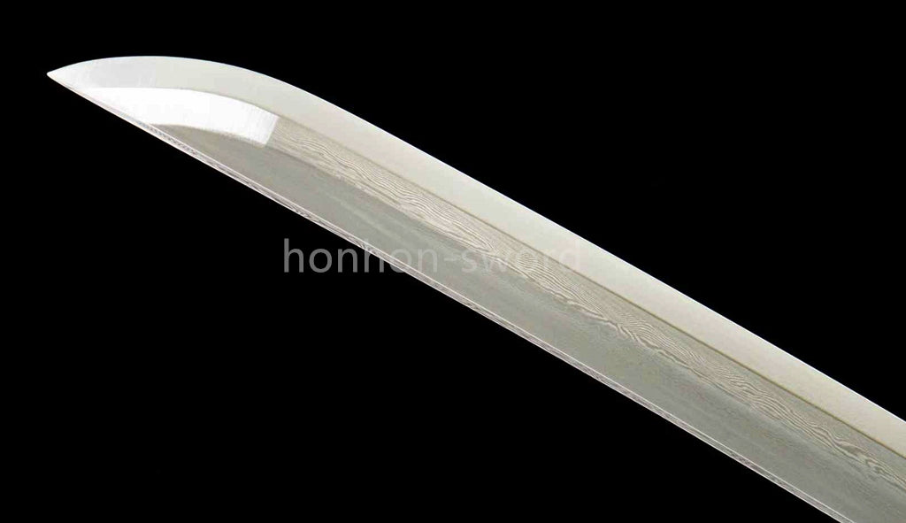 Japanisches Samurai-Schwert Katana aus schwarzem gefaltetem Stahl, Full Tang, handgefertigt, scharfe Klinge, schwarz