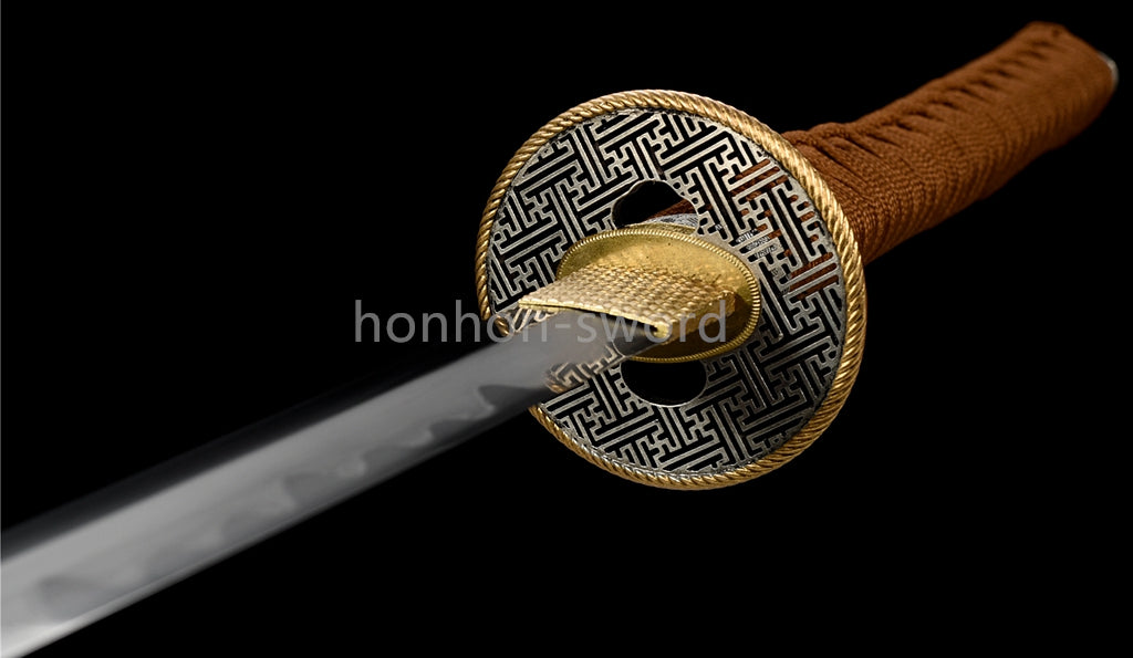 Épée de samouraï japonaise en acier plié noir, katana, lame tranchante faite à la main, noire